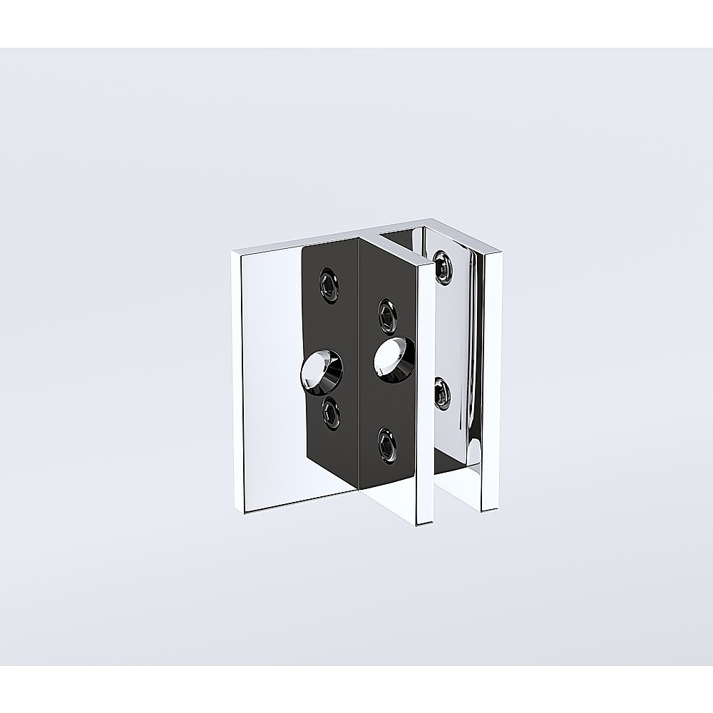 110x90cm Corner Frameless Shower Screen with Chrome Brackets and Brass Hinges - Wall F-Brackets