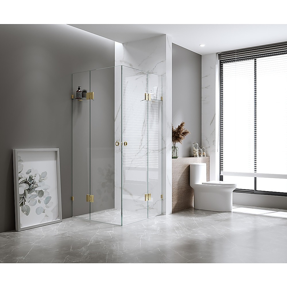 120x120cm Double Door Corner Shower – Gold U-Brackets with SS Hinges for Contemporary Bathrooms