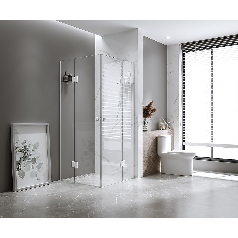 90x100cm Double Door Corner Shower with Black Channels and SS Hinges