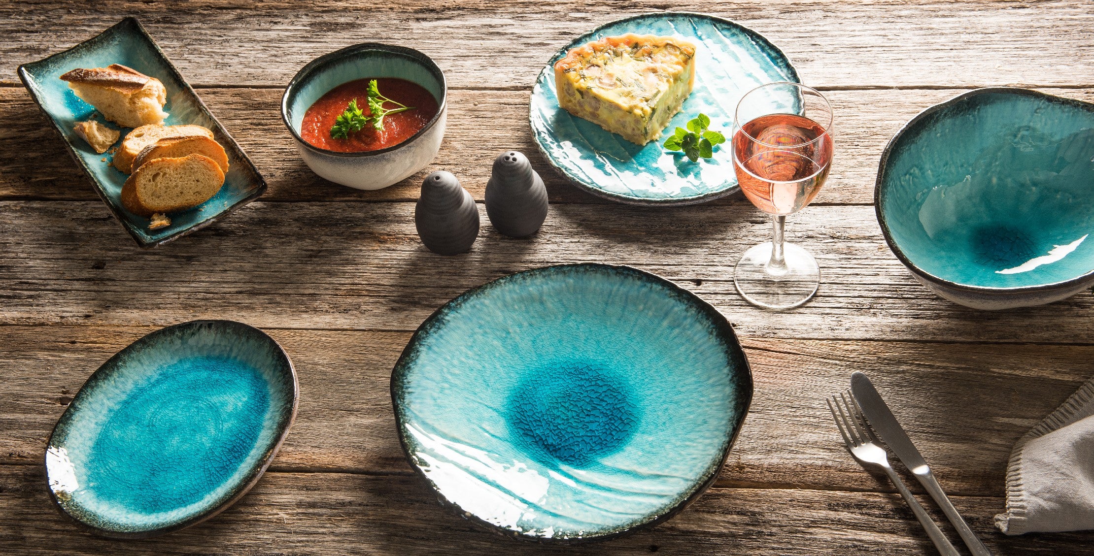 Plate Oval 18cm Sky Blue Glaze