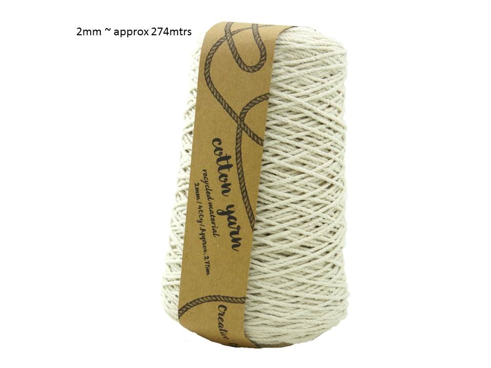 bulk 12 Macrame Cotton Yarn 275mtrs 2mm 400G Natural Knitting bulk 12 Macrame Cotton Yarn 275mtrs 2mm 400G Natural Knitting