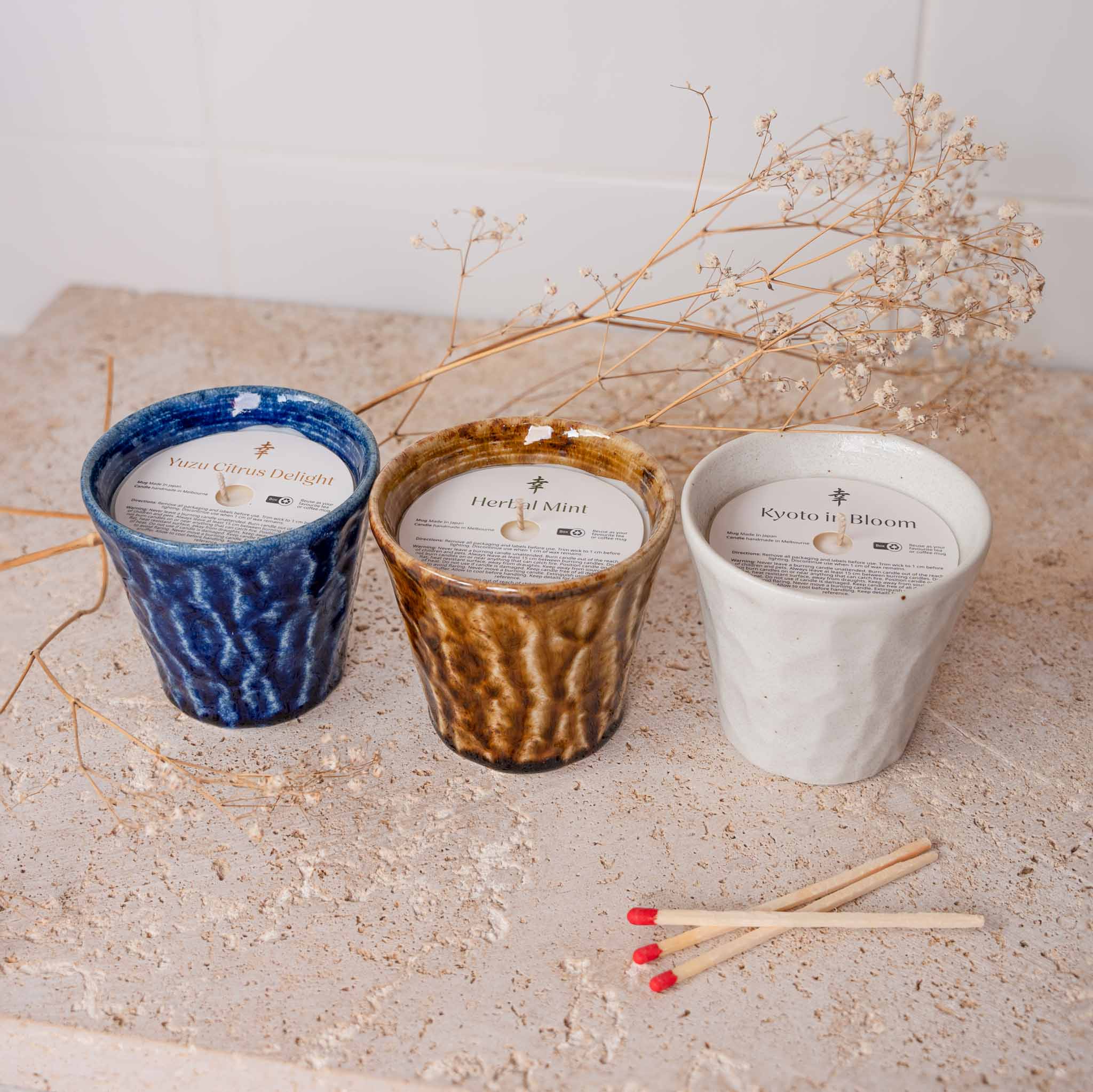Candle Herbal Mint Blue Ceramic 180g