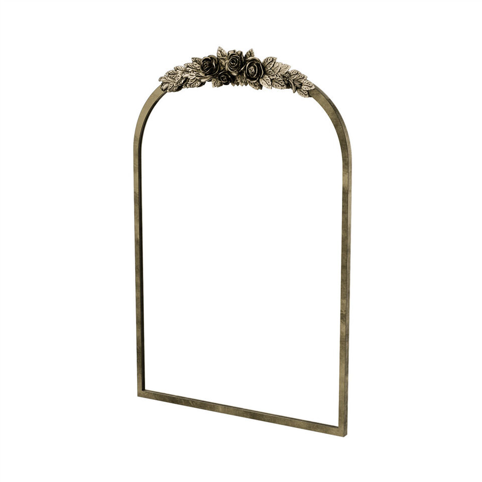 Elegant Rose - Designed Baroque Brass Arched Mirror Size Large