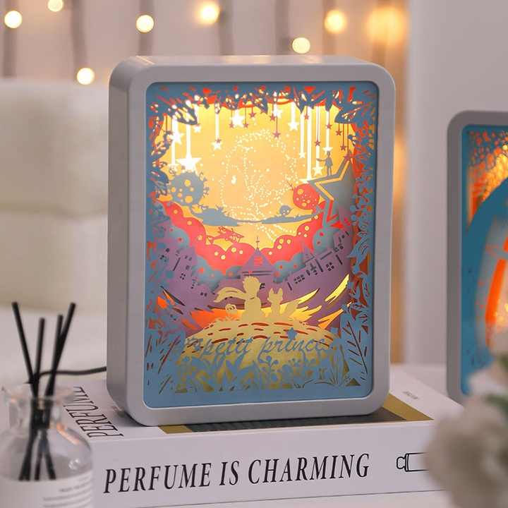 Listening To Fish Style 3D Paper Carving Night Light - USB Or Battery Powered Decorative Bedside Lamp