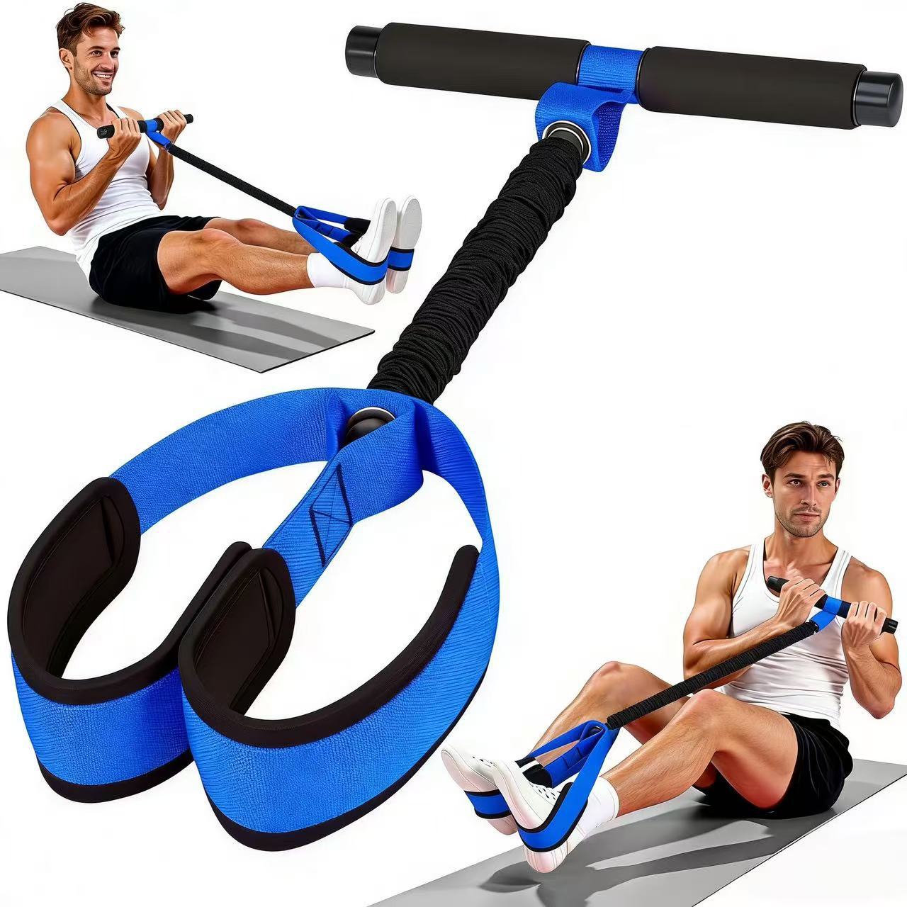 Blue Multifunctional Pedal Resistance Band - Home Fitness Sit-up Assistant with Foot Pedals and Elastic Pull Rope - Full Body Workout Equipment for Abs Blue Multifunctional Pedal Resistance Band - Home Fitness Sit-up Assistant with Foot Pedals and Elastic Pull Rope - Full Body Workout Equipment for Abs