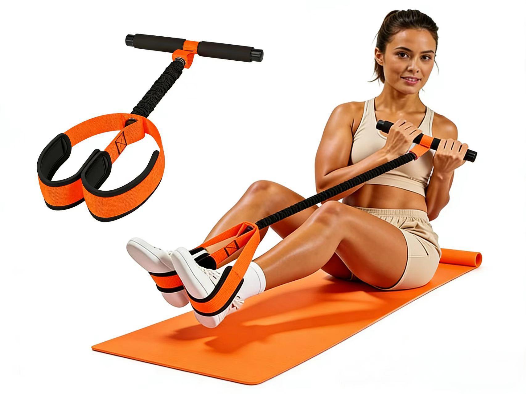 Orange Multifunctional Pedal Resistance Band - Home Fitness Sit-up Assistant with Foot Pedals and Elastic Pull Rope - Full Body Workout Equipment for Abs Orange Multifunctional Pedal Resistance Band - Home Fitness Sit-up Assistant with Foot Pedals and Elastic Pull Rope - Full Body Workout Equipment for Abs
