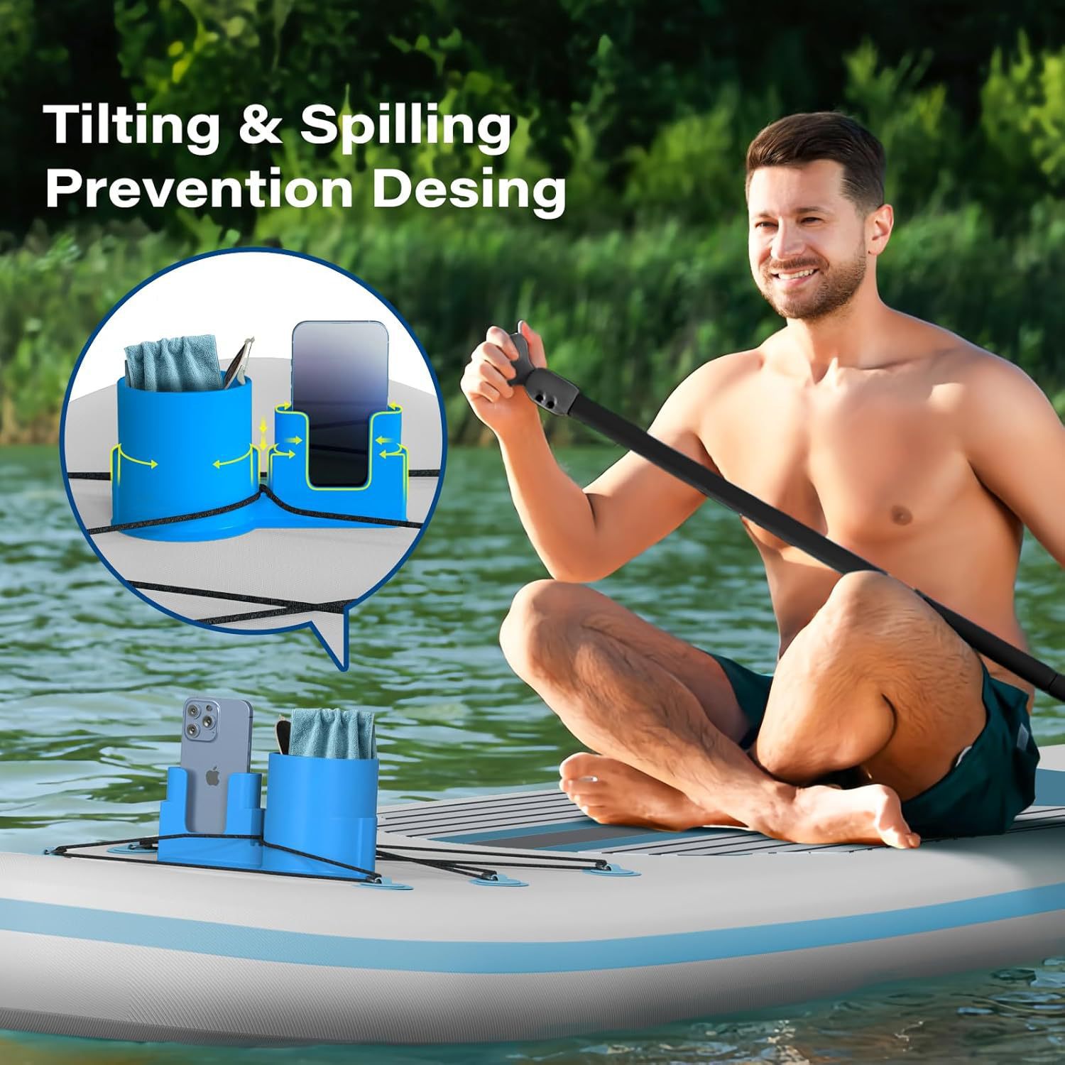 4 PCS Professional Paddle Board Cup Holder and Phone Mount - Universal SUP Kayak Beverage Station with Anti-Spill Design - Multi-Functional Water Sports Accessory for Bungee Deck Rigging 4 PCS Professional Paddle Board Cup Holder and Phone Mount - Universal SUP Kayak Beverage Station with Anti-Spill Design - Multi-Functional Water Sports Accessory for Bungee Deck Rigging