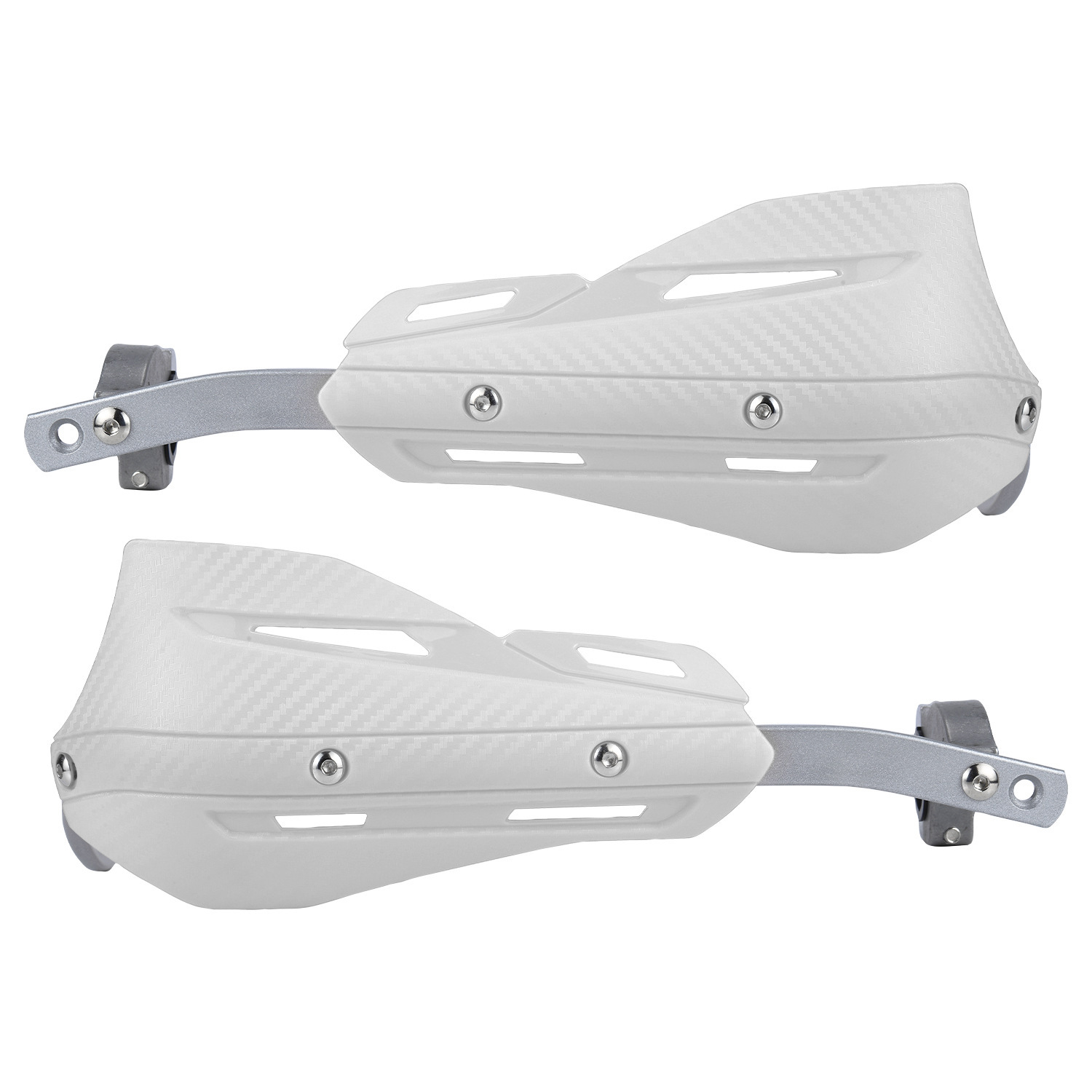 Professional Universal Motorcycle Handguards for Honda CC110 Cross Cub - Heavy Duty Aluminum Alloy Anti-Collision Brush Guards, Carbon Fiber Style Handlebar Protectors for Dirt Bikes and Off-Road Motorcycles - 1 Pair—White