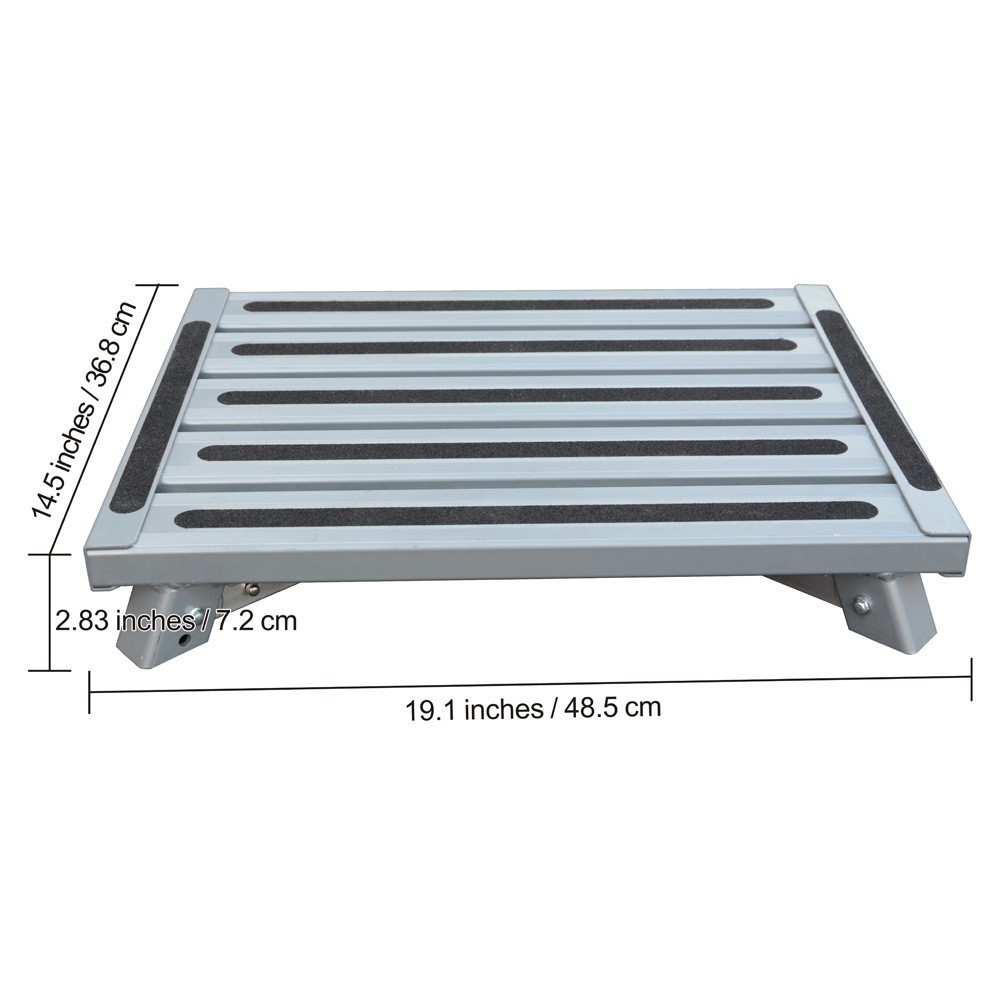 Heavy Duty Aluminum Folding Step Stool - Portable RV Platform and Work Bench with Non-Slip Surface - Collapsible Multi-Purpose Step for Camping