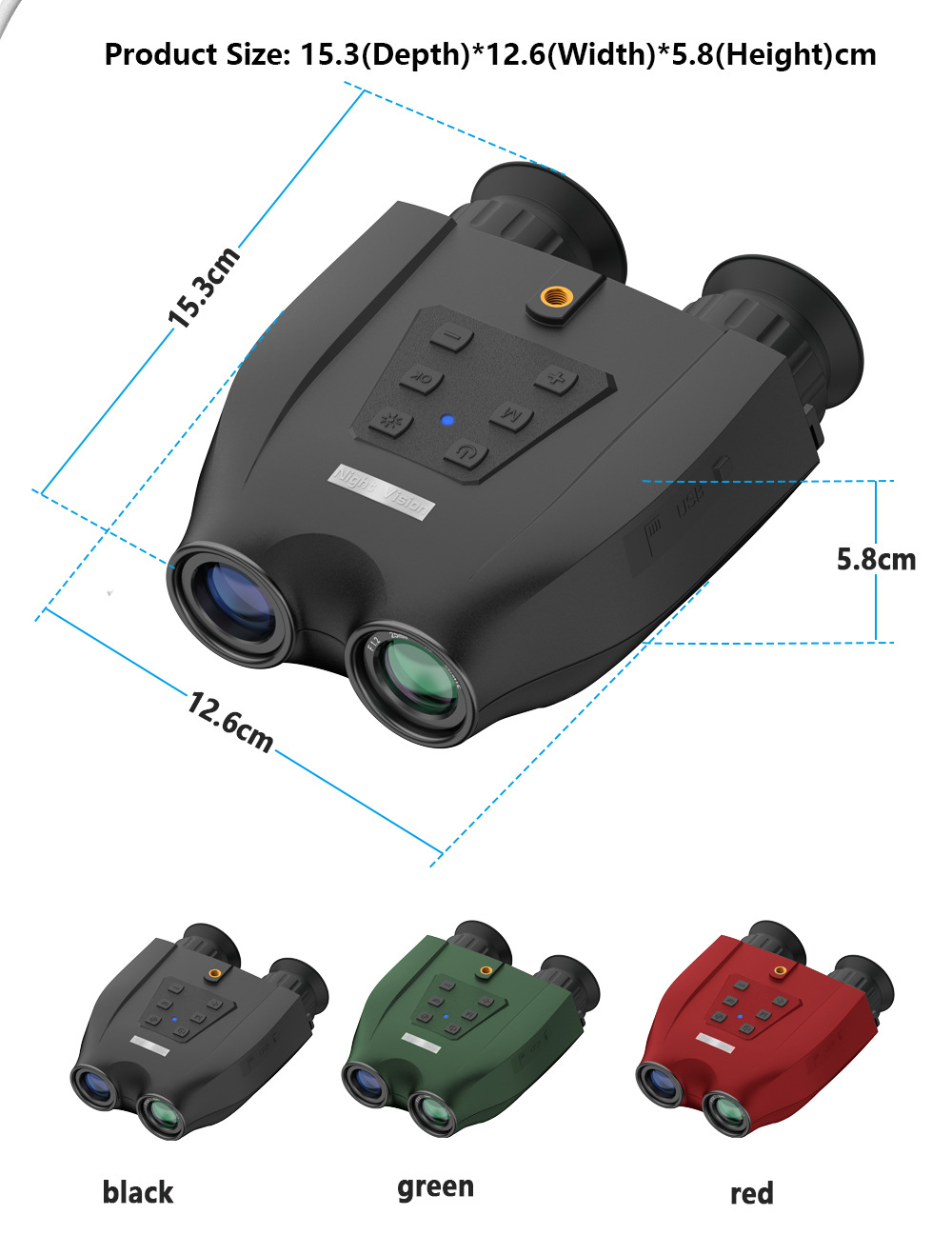 Green Professional HD Digital Night Vision Binoculars - 6X Optical Zoom, IR Illumination, Record 2.5K Video & 48MP Photos