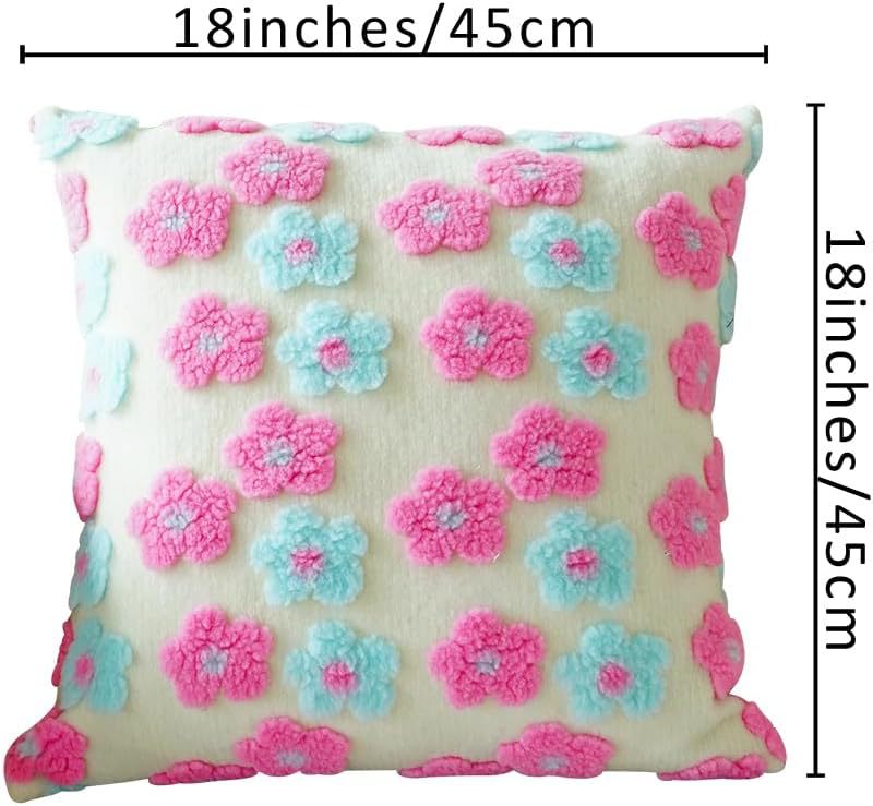 Blue Charming 3D Floral Plush Cushion Covers - Set of 4