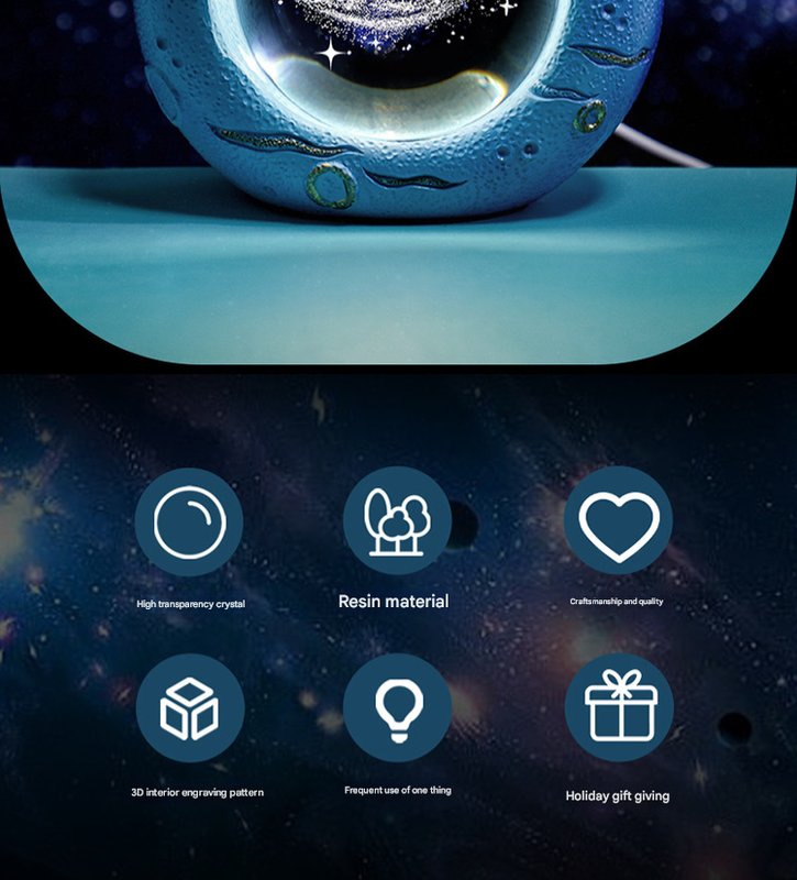 Celestial Ring LED Crystal Ball Lamp - 3D Engraving