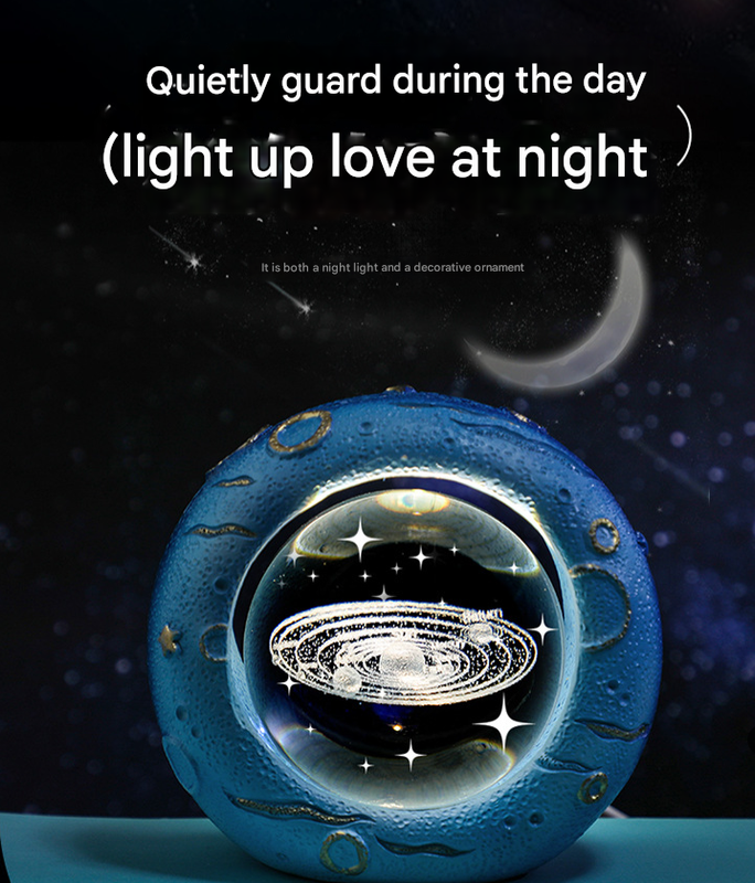 Celestial Ring LED Crystal Ball Lamp - 3D Engraving