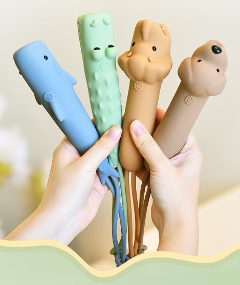 Brown Adorable Lion Silicone LED Flashlight for Kids - USB Rechargeable