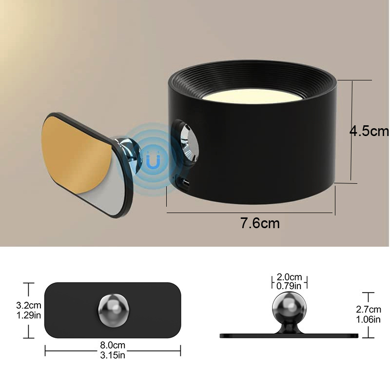 Khaki Wood Grain Rechargeable LED Magnetic Wall Light - Touch Control