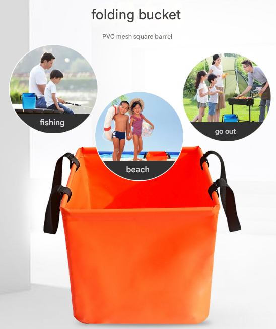 Black 25L Collapsible Bucket - Heavy-Duty PVC Waterproof Folding Pail for Fishing