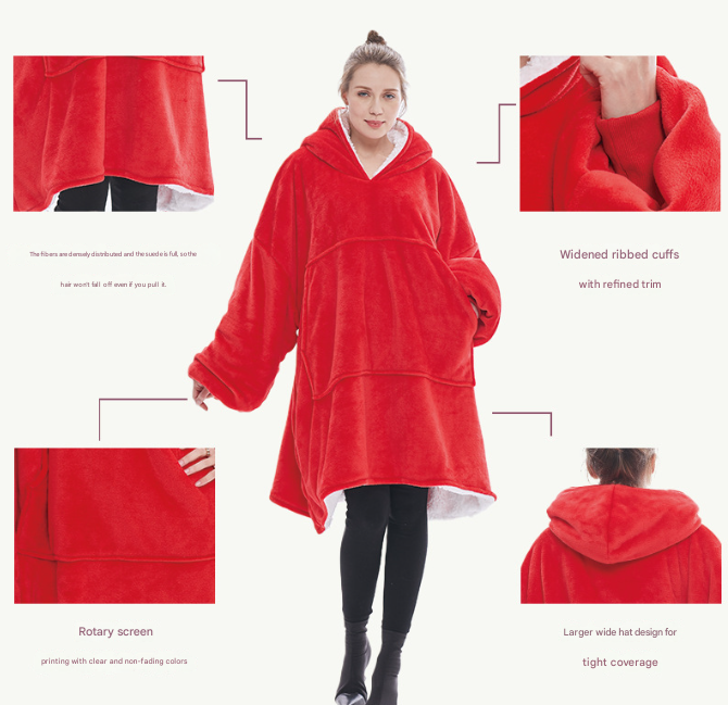 Silver Grey Oversized Wearable Blanket Hoodie - Ultra Soft & Cozy Snuggle Pullover for Adults
