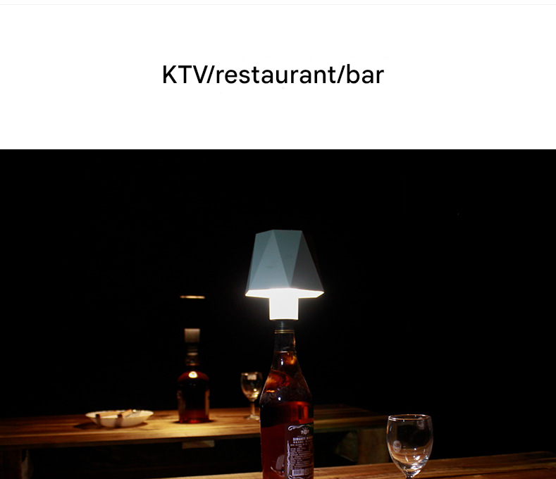 Striped gold Cordless LED Bottle Lamp - Rechargeable Touch-Control Table Light with 3 Color Modes for Bar & Home Decor