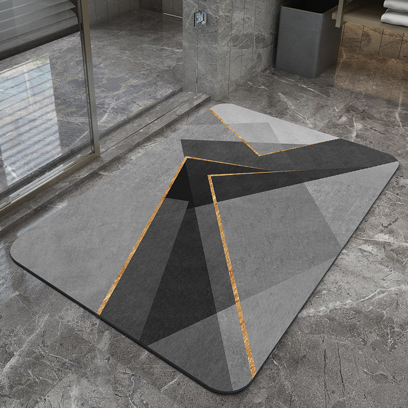 Grey Polarization reversal Modern Absorbent Diatomaceous Earth Bath Mat - Quick Dry