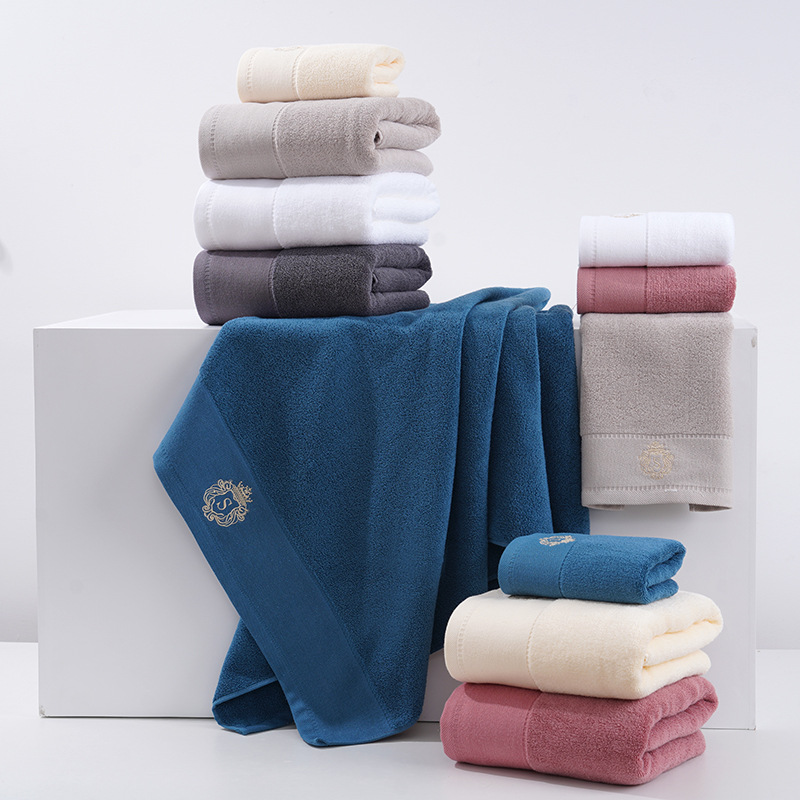 Premium Absorbent Cotton Towel Set - Soft Bath & Hand Towels with Double-Sided Plush(dark grey)