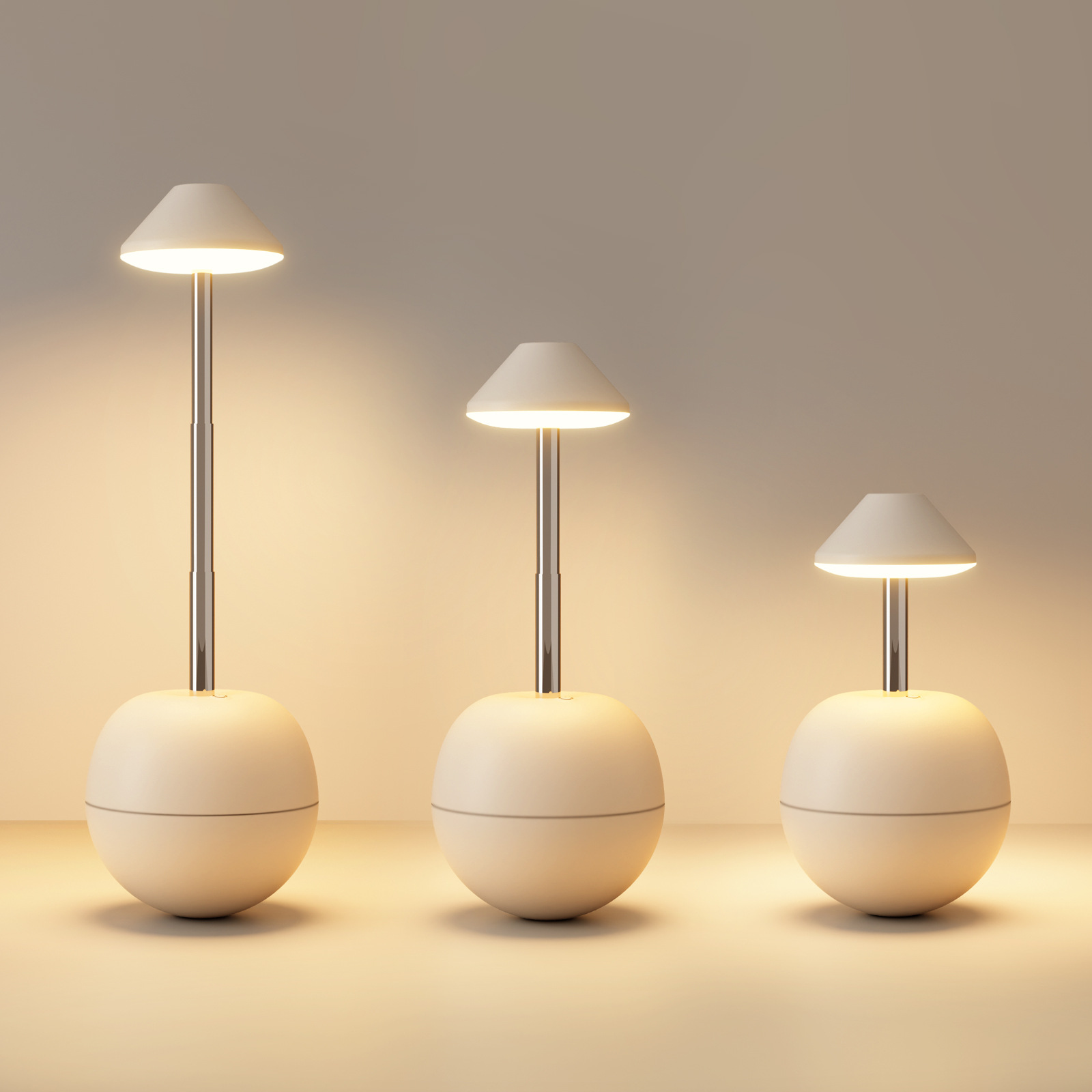 White Creative Tumbler LED Night Light - Rechargeable RGB Desk Lamp with Remote Control - Height Adjustable