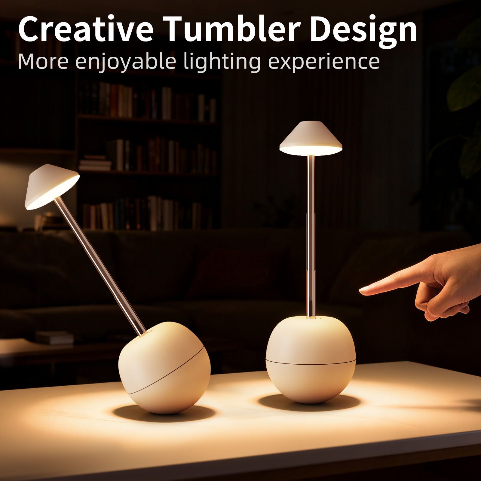 Green Creative Tumbler LED Night Light - Rechargeable RGB Desk Lamp with Remote Control - Height Adjustable