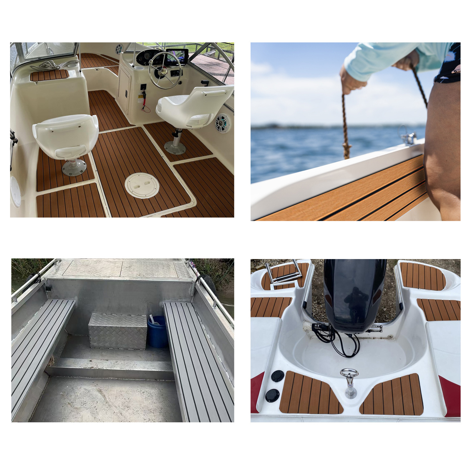 Grey Striped EVA Boat Deck Mat - Waterproof Non-Slip Flooring for Yacht