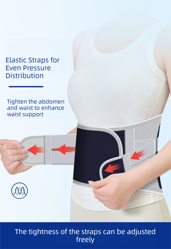 Size XXL Grey Wide Breathable Lumbar Support Belt – Adjustable Back Brace for Pain Relief & Posture Correction