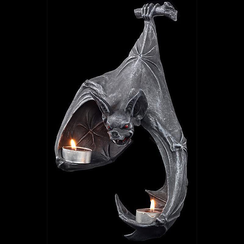Gothic Bat Wall Tealight Holder - Resin Decor for Spooky Ambiance (16.5x12x22 cm) Gothic Bat Wall Tealight Holder - Resin Decor for Spooky Ambiance (16.5x12x22 cm)