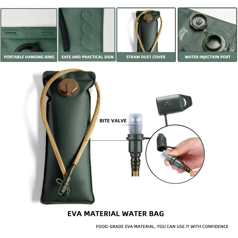 Outdoor Grey 3L Hydration Bladder for Running & Cycling - Eco-Friendly PEVA Material Water Reservoir Pack Insert with Bite Valve & 93CM Water Pipe