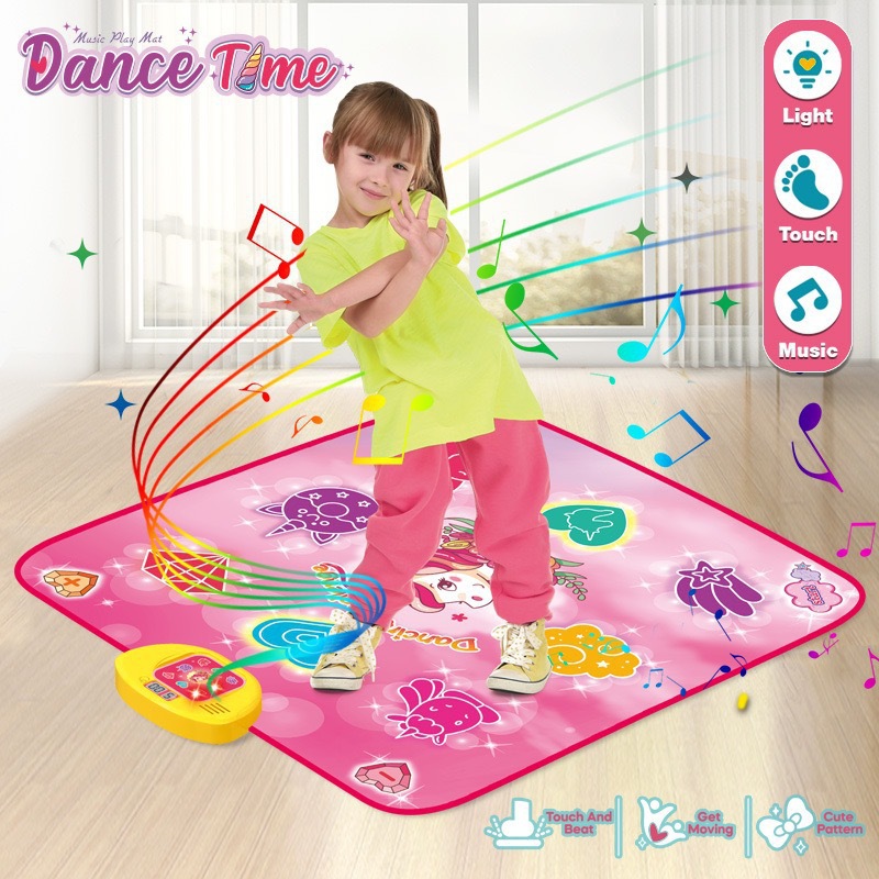 2-Pack Kids Multifunctional Electronic Dance Mat(52x86CM) - Dinosaur & Transport Theme Play Mat with Sound Recognition for Early Education and Physical Exercise