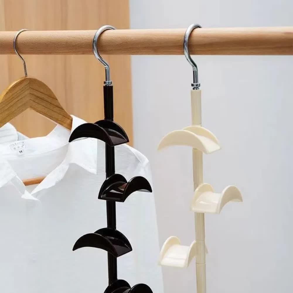 2-Pack Black 360 Degree Rotating 4-Tier Closet Organiser Hook - Multi-Functional Bag Hanger