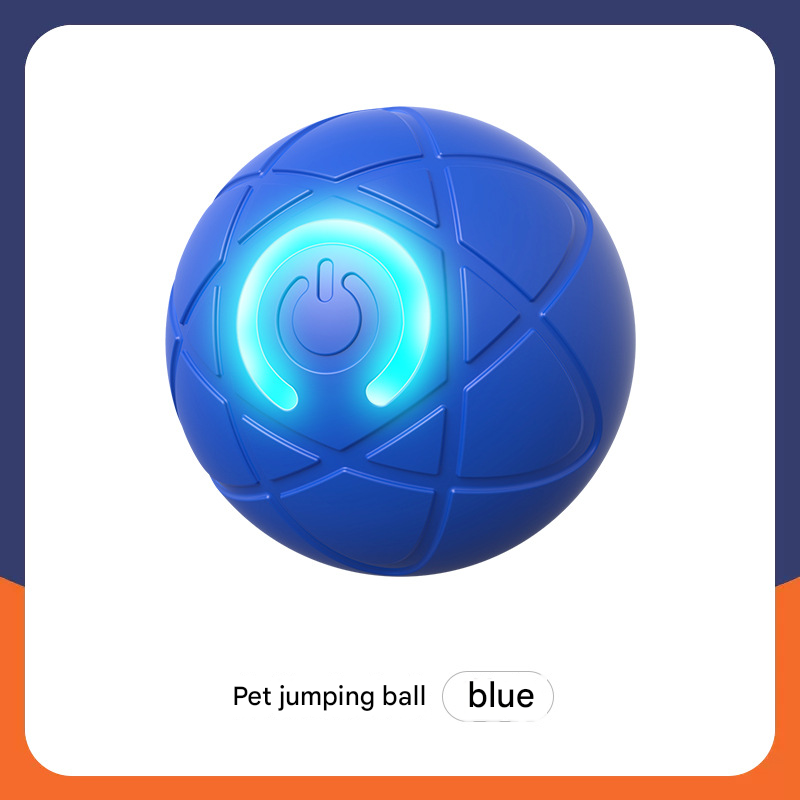 2-PCS Blue Intelligent Gravity Jump Ball - Dynamic Bite-Resistant Pet Toy for Cats & Small to Medium Breeds - USB-C Rechargeable