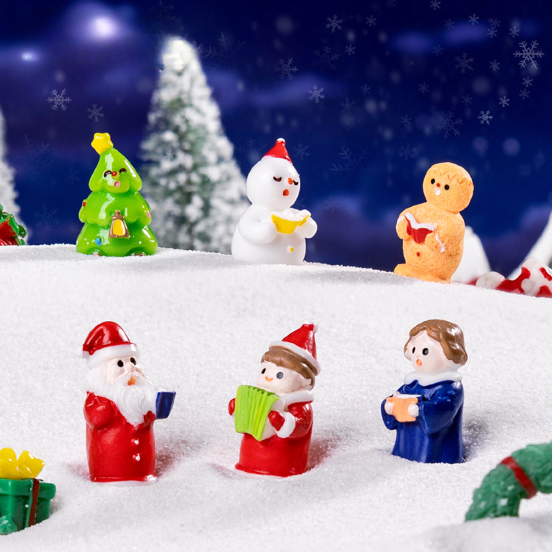 Yellow gingerbread man 5 Pack Miniature Christmas Figurines DIY Micro Landscape Decoration Accessories Cute Resin Ornaments for Holiday Crafts