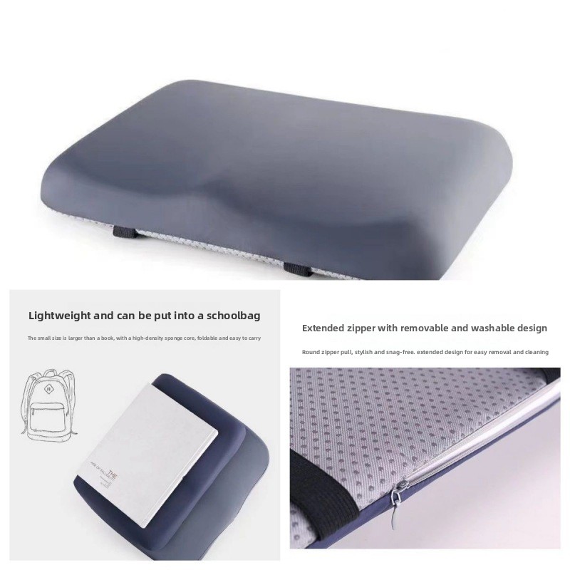 Grey Ergonomic Memory Foam Student Seat Cushion – 34×24×5cm