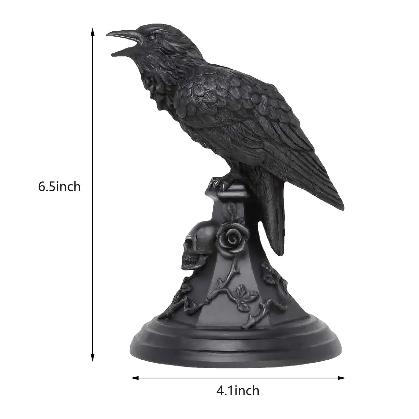2-PCS Resin Gothic Raven Candlestick Holder Halloween Home Decor Vintage Animal Statue Candle Stand for Table Centerpiece and Party