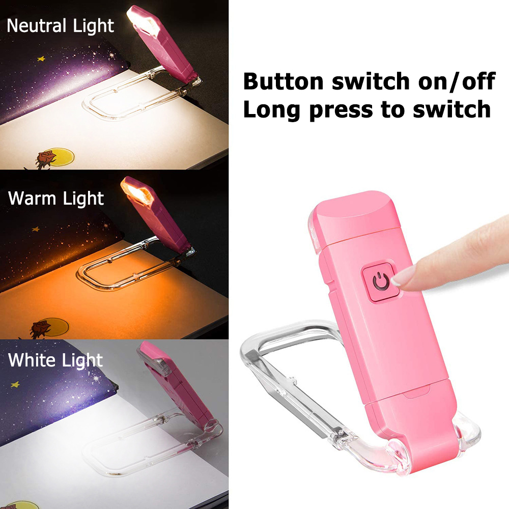 2-PCS Blue Mini USB Rechargeable LED Book Light Eye Protection Reading Lamp with Adjustable Clip and Brightness for Kids Students Travel