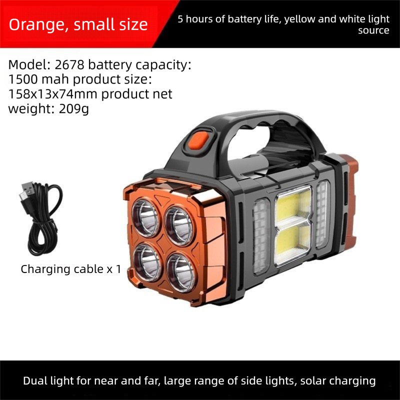 Gold Solar Powered LED Camping Lantern and Flashlight Rechargeable Portable Searchlight with Side Light and USB Power Bank for Outdoor Emergency Gold Solar Powered LED Camping Lantern and Flashlight Rechargeable Portable Searchlight with Side Light and USB Power Bank for Outdoor Emergency