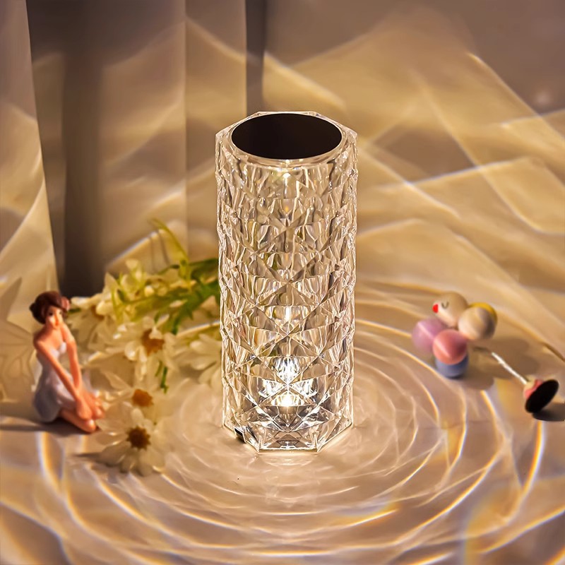 Crystal Rose Atmosphere Lamp RGB 16 Color Changing Touch Table Lamp USB Rechargeable LED Night Light for Australian Home Bedroom Living Room Decor(16cm*7.5cm)
