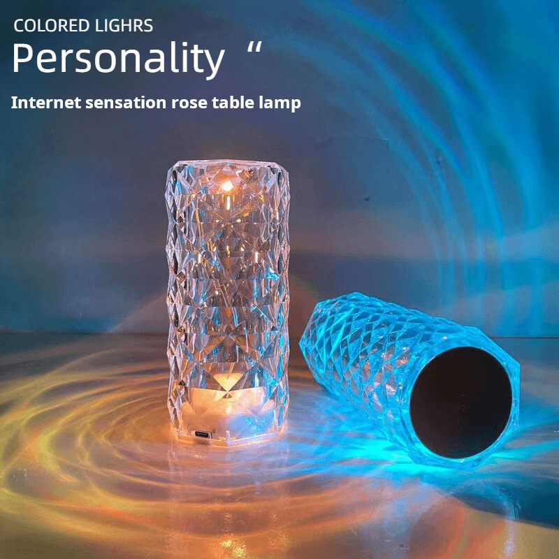 Crystal Rose Atmosphere Lamp RGB 16 Color Changing Touch Table Lamp USB Rechargeable LED Night Light for Australian Home Bedroom Living Room Decor(16cm*7.5cm)