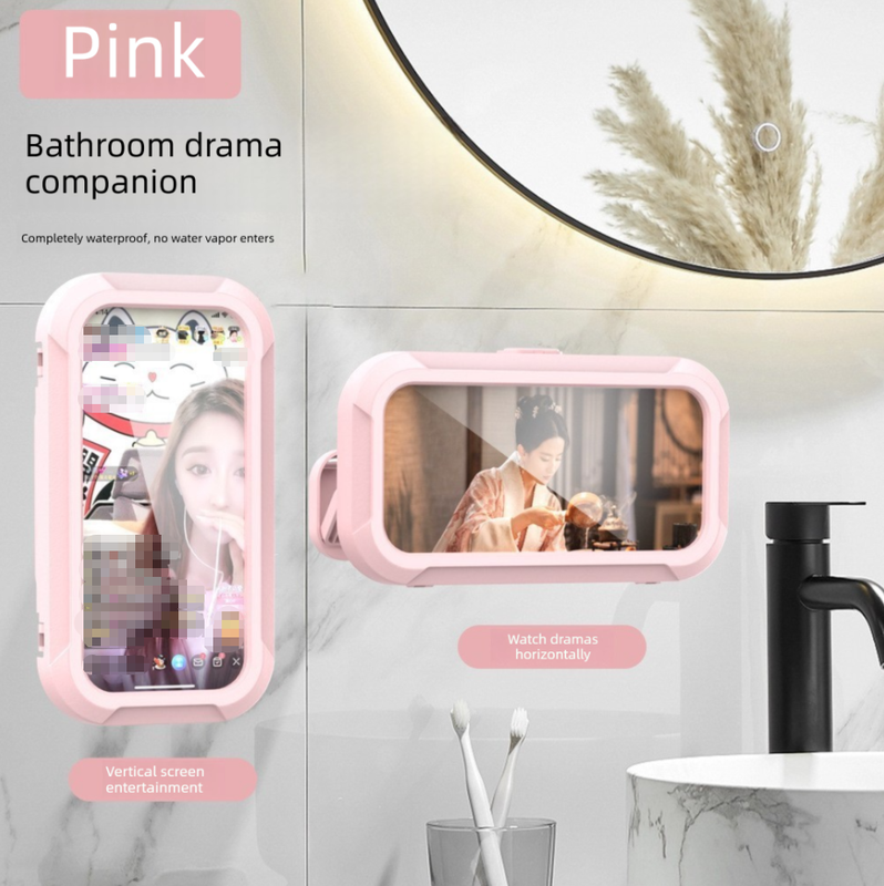 Waterproof Shower Phone Holder Pink Wall Mount - 360° Rotating Retractable Anti-Fog Touch Screen Case for Bathroom & Kitchen - Fits Phones up to 6.8 Inch Waterproof Shower Phone Holder Pink Wall Mount - 360° Rotating Retractable Anti-Fog Touch Screen Case for Bathroom & Kitchen - Fits Phones up to 6.8 Inch