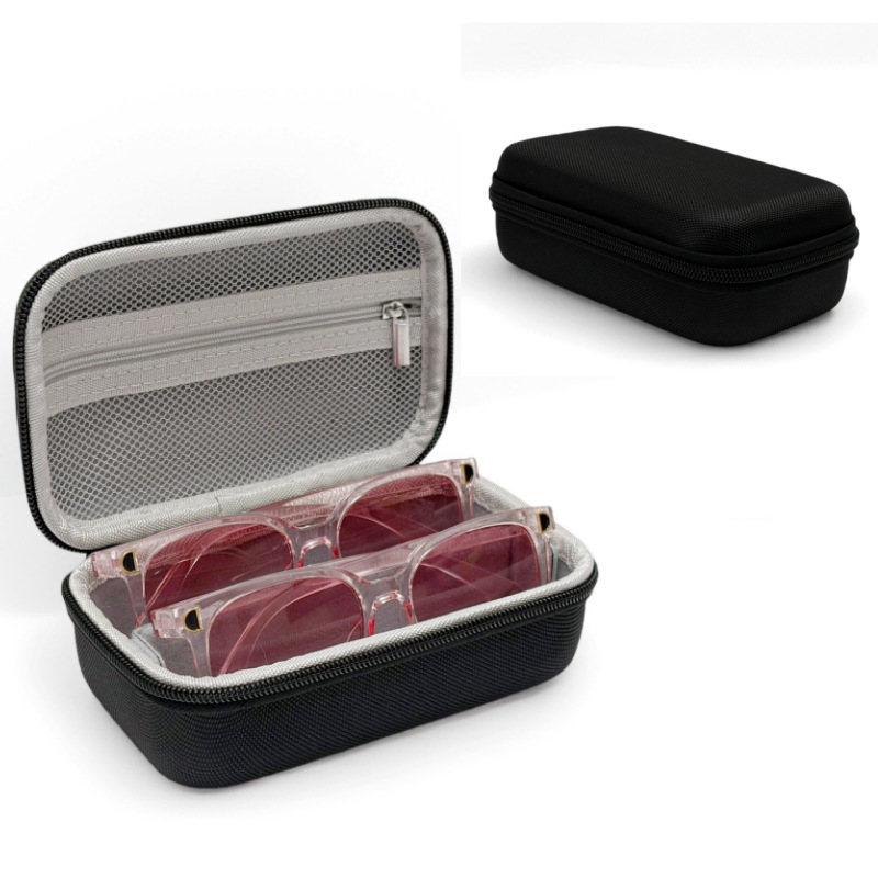 Portable Sunglasses Organiser Case Hard Shell EVA Storage Box for 2 Pairs of Glasses Travel Holder with Mesh Pocket Black Portable Sunglasses Organiser Case Hard Shell EVA Storage Box for 2 Pairs of Glasses Travel Holder with Mesh Pocket Black