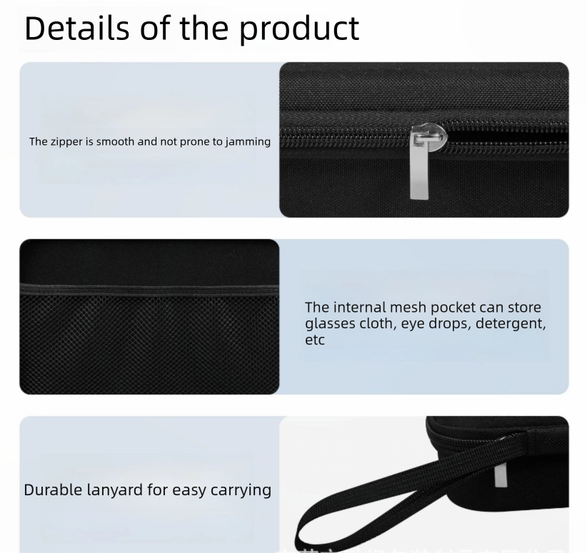 Portable 8-Slot Sunglasses Organiser Case Hard Shell EVA Storage Box Large Capacity Display Holder with Handle Black