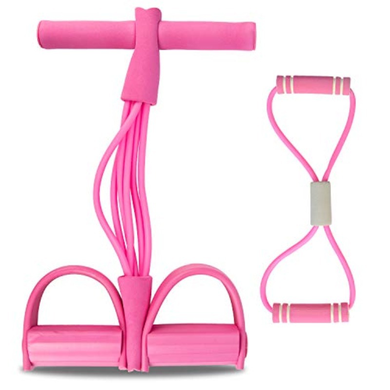 2 PCS Upgraded 6-Tube Pedal Resistance Band & Figure 8 Pull Rope Set Pink Elastic Tummy Trimmer for Home Gym Workout 2 PCS Upgraded 6-Tube Pedal Resistance Band & Figure 8 Pull Rope Set Pink Elastic Tummy Trimmer for Home Gym Workout