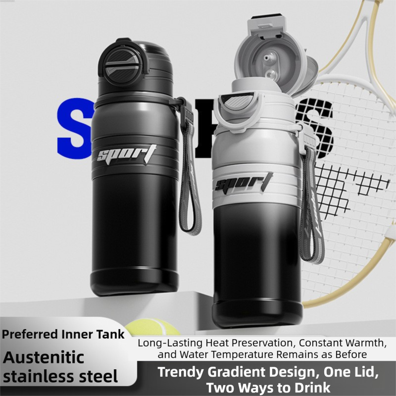White 680ml Large Capacity Sports Insulated Tumbler - 316 Stainless Steel Straw Water... detail