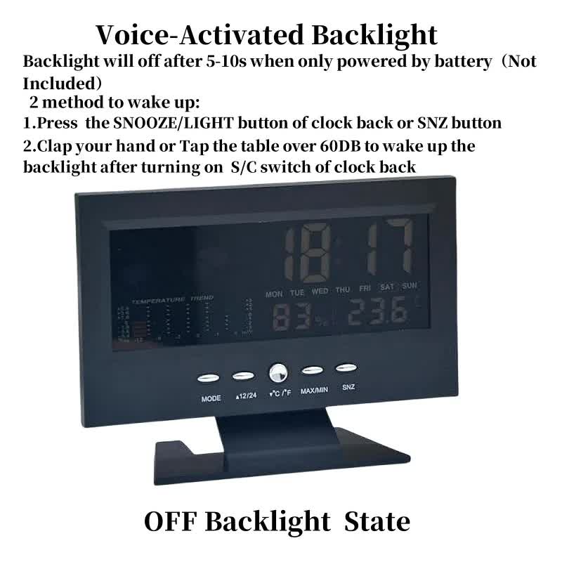 Digital Weather Forecast Clock With Alarm Clock - Color LCD Display with Date