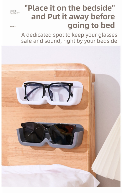 3-Pack Wall-Mounted Glasses Organizer - PET Bedside Bathroom Eyewear Storage Shelf