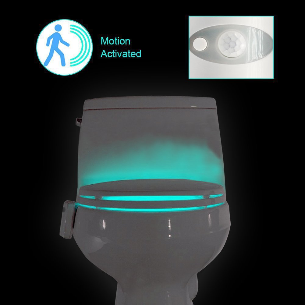8-Color LED Toilet Night Light - Universal Fit Smart Motion Activated Bathroom Bowl Light