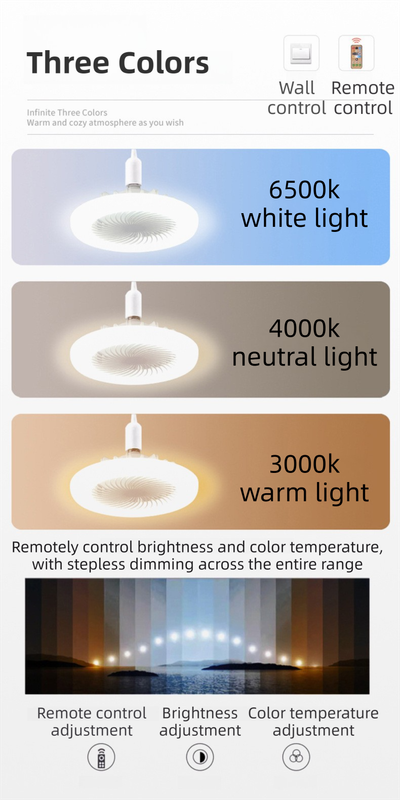 Yellow Quiet Remote LED Ceiling Fan Light with Aromatherapy Slot and Removable E27 Base Socket - Timer & Dimmable & 3-Speed & 3-Color Temperature Adjustable