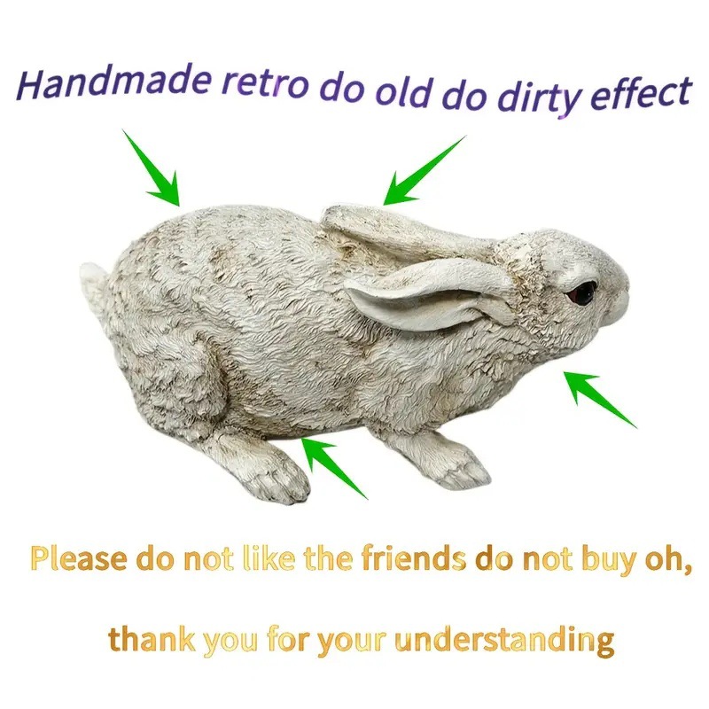 Weather-Resistant Resin Rabbit Garden Statue - Lifelike Animal Decorative Ornament for Gardens & Backyard Landscaping